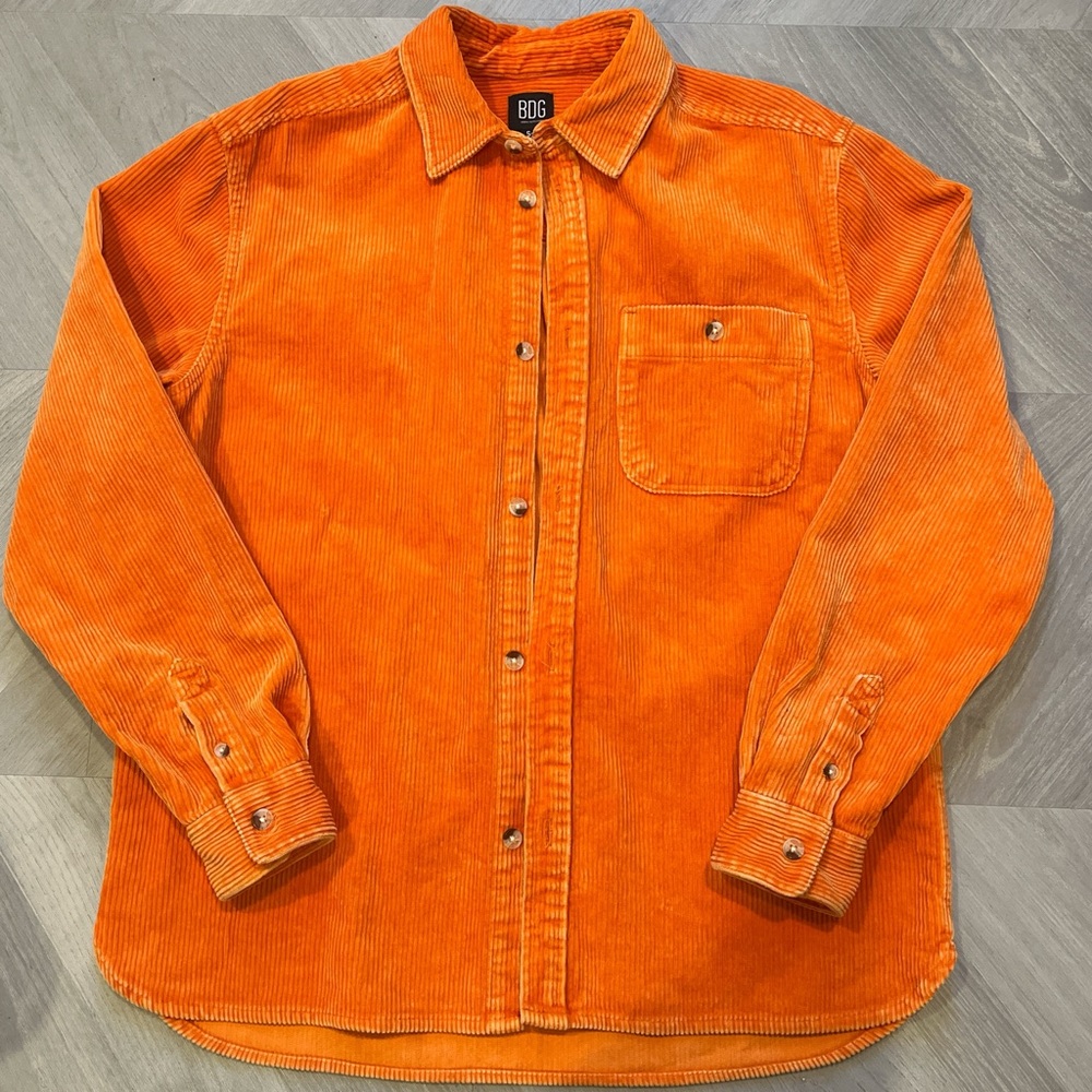 Urban Outfitters BDG Big Corduroy Workshirt Small Orange Shacket Relaxed NWOT